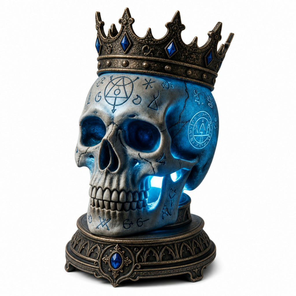 The Eldritch Sovereign Alchemical Crowned Skull Lamp