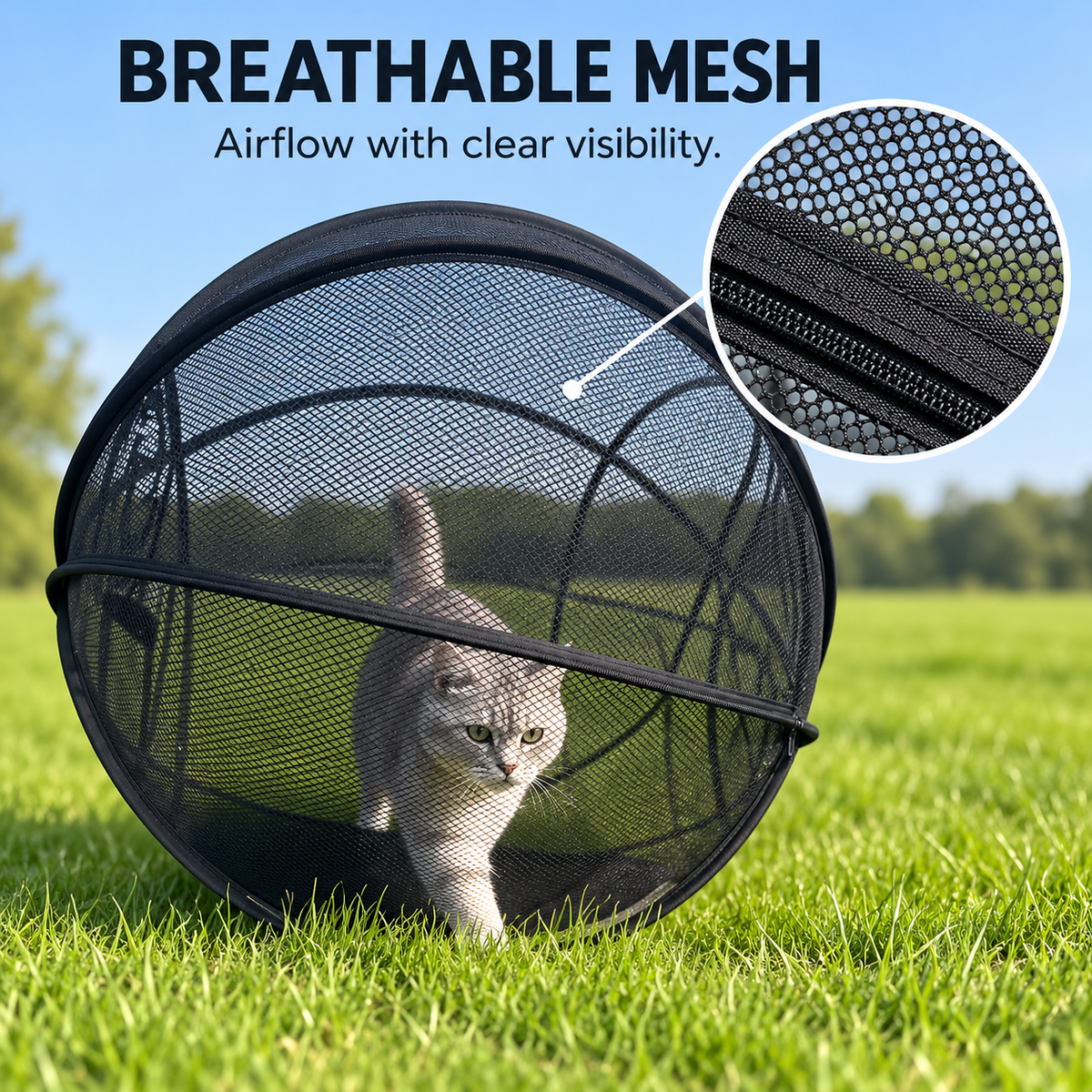 🌿 Foldable Outdoor Cat Playpen – Portable Mesh Pet Enclosure & Travel Tent 🐾