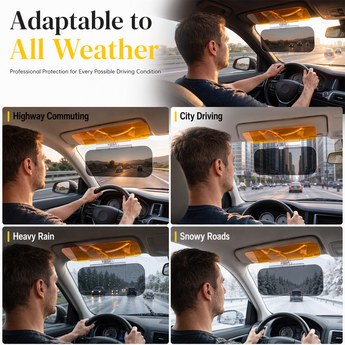 🎁 Buy 2, Get 1 FREE! | 🚗 Universal HD Anti-Glare Car Visor – ☀️Clearer Day & Night Driving🌙