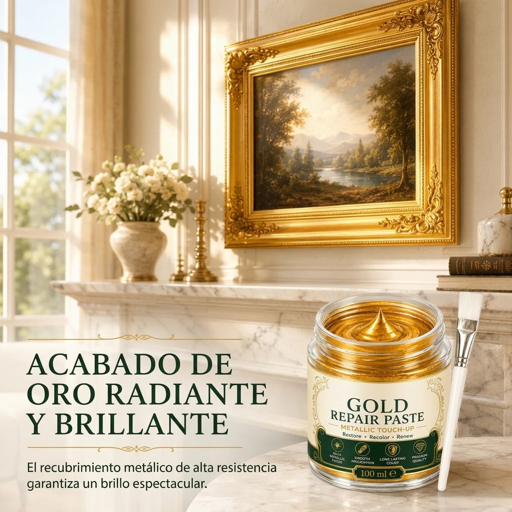 ✨ 50% DE DESCUENTO – Pasta de Pintura Dorado Metálico para Retoque y Restauración – Crema Renovadora para Marcos, Muebles y Decoración – Acabado Alto Brillo 🖌️
