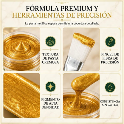 ✨ 50% DE DESCUENTO – Pasta de Pintura Dorado Metálico para Retoque y Restauración – Crema Renovadora para Marcos, Muebles y Decoración – Acabado Alto Brillo 🖌️