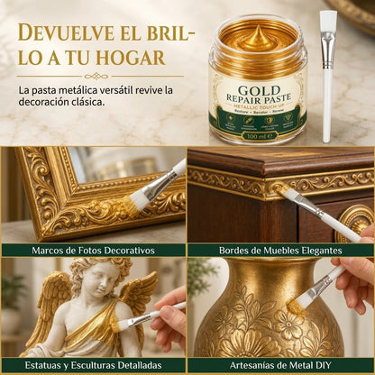 ✨ 50% DE DESCUENTO – Pasta de Pintura Dorado Metálico para Retoque y Restauración – Crema Renovadora para Marcos, Muebles y Decoración – Acabado Alto Brillo 🖌️