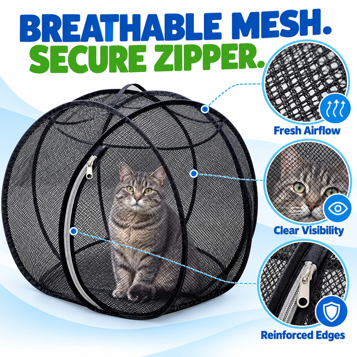 🌿 Foldable Outdoor Cat Playpen – Portable Mesh Pet Enclosure & Travel Tent 🐾