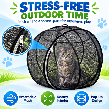 🌿 Foldable Outdoor Cat Playpen – Portable Mesh Pet Enclosure & Travel Tent 🐾