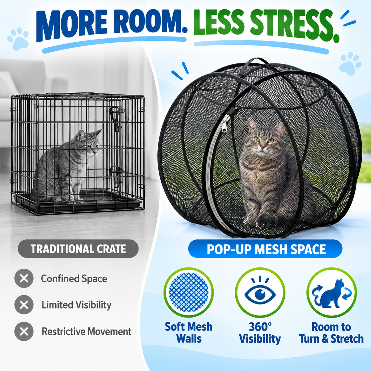 🌿 Foldable Outdoor Cat Playpen – Portable Mesh Pet Enclosure & Travel Tent 🐾