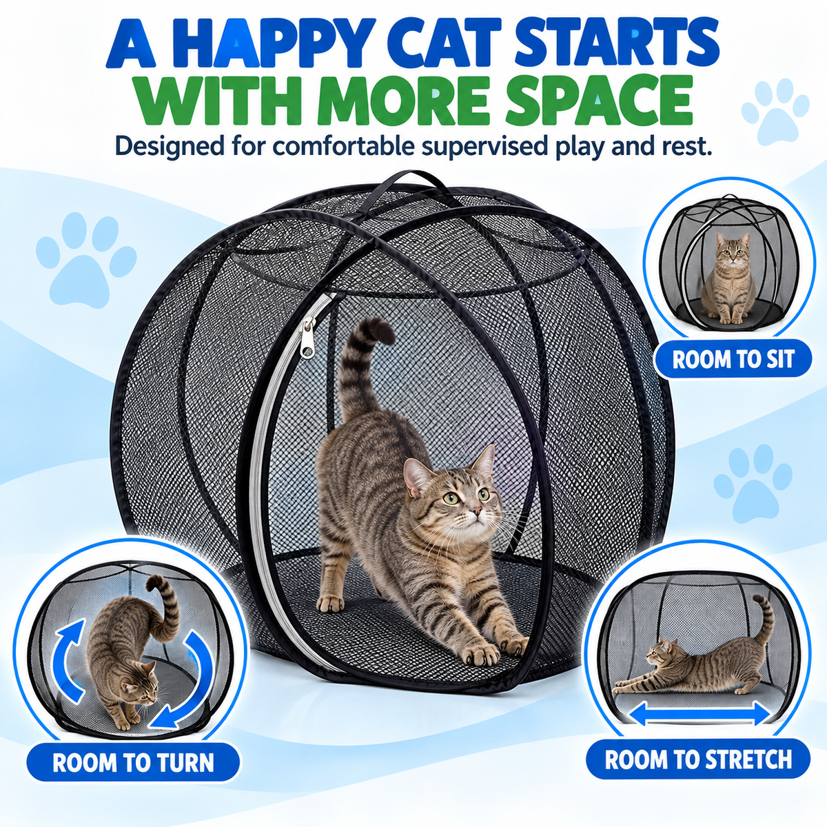 🌿 Foldable Outdoor Cat Playpen – Portable Mesh Pet Enclosure & Travel Tent 🐾