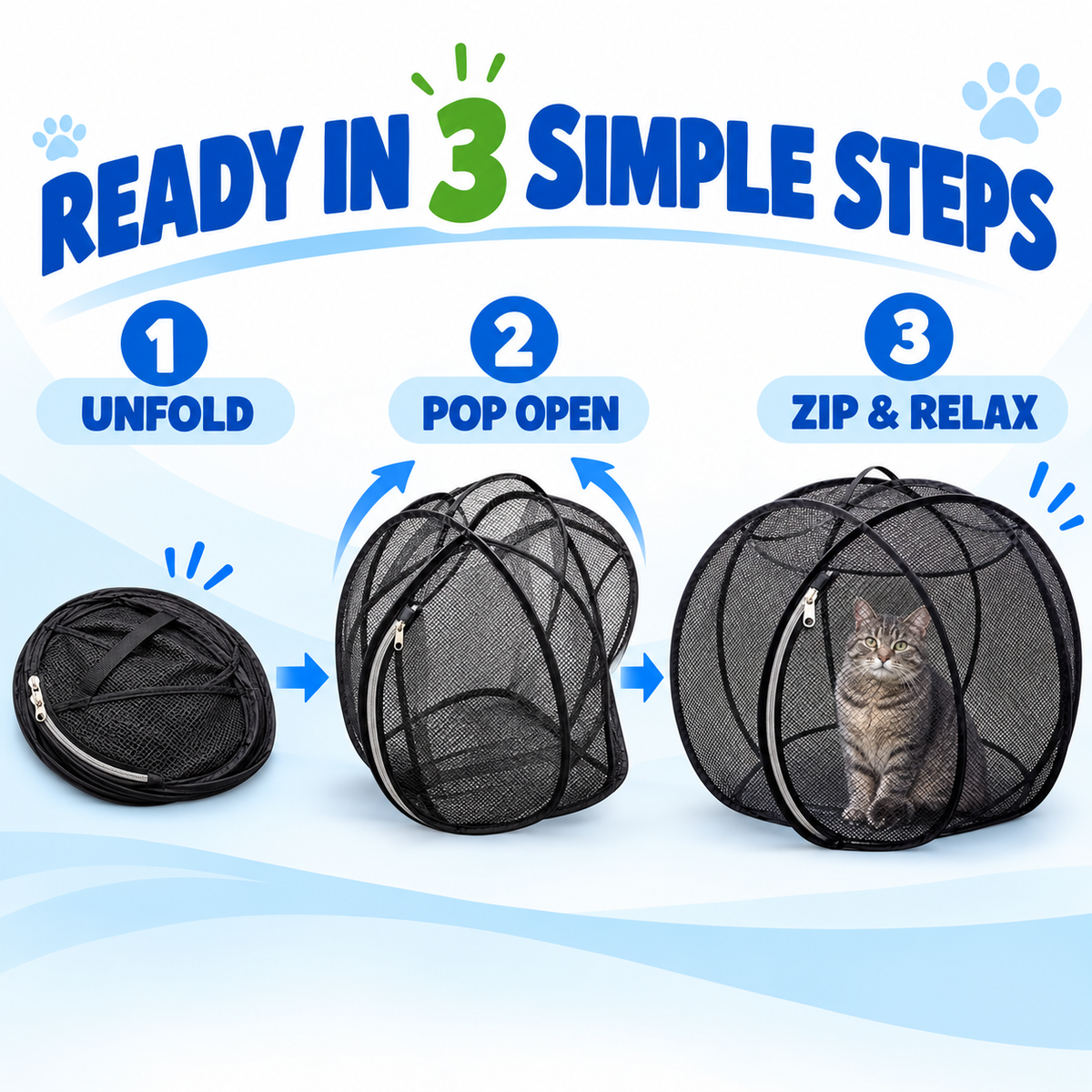 🌿 Foldable Outdoor Cat Playpen – Portable Mesh Pet Enclosure & Travel Tent 🐾