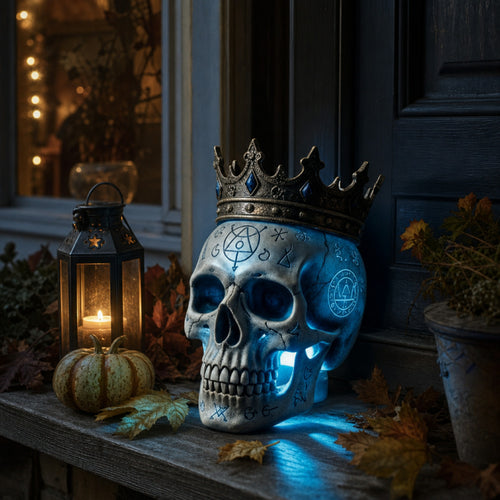 The Eldritch Sovereign Alchemical Crowned Skull Lamp